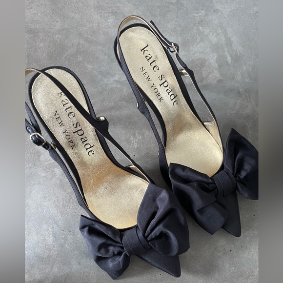 Kate Spade Satin Black Sheela Slingback Pumps - New - Picture 7 of 17